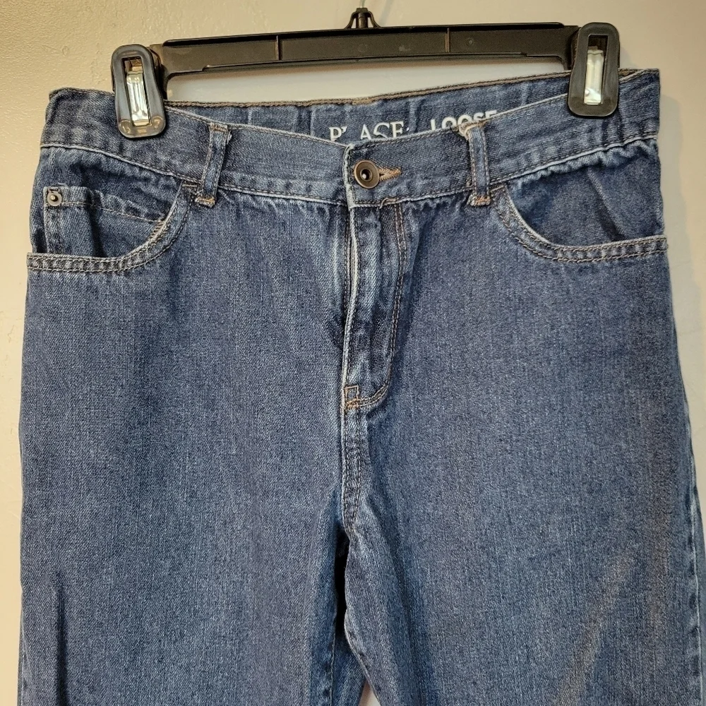 The Children's Place Loose Fit Dark Wash Jeans Adjustable Waist Big Boys 16